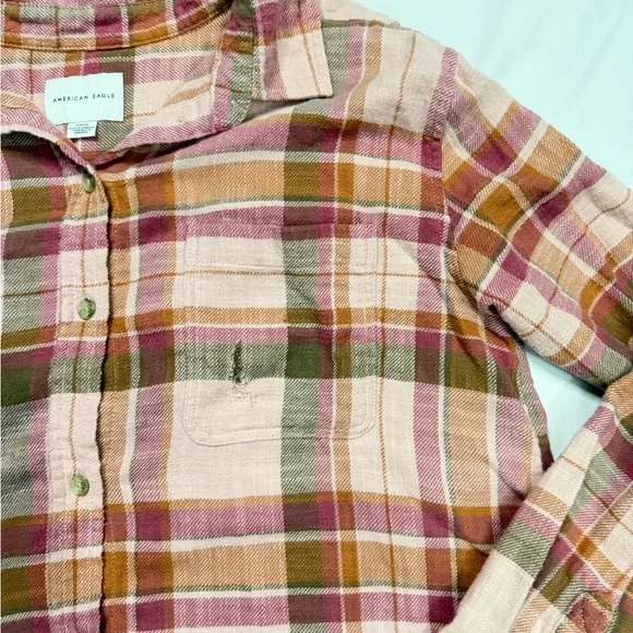 American Eagle distressed flannel - Picture 2 of 7